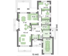 Двухэтажный коттедж с  гостиной и гаражом