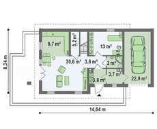 Проект коттеджа с террасой и современными элементами