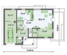 Проект светлого загородного коттеджа с мансардой общей площадью 192 кв.м.