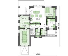Проект солидного загородного дома с пятью спальнями