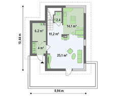 Двухэтажный коттедж для узкого участка