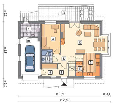 Проект яркого мансардного дома под красной крышей