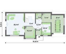 Проект коттеджа с эркером и мансардой для узкого участка