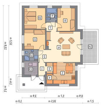 Проект одноэтажного жилого дома с просторной кухней-столовой