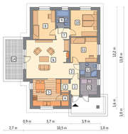 Проект одноэтажного жилого дома с просторной кухней-столовой