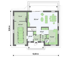 Проект коттеджа в традиционном стиле с двускатной крышей