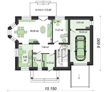 Проект восхитительного двухэтажного дома с эркером и встроенным гаражом