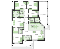 Уникальная планировка одноэтажного дома на 5 спален и 6 санузлов