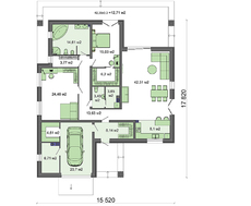 Планировка одноэтажного жилого дома с большой террасой