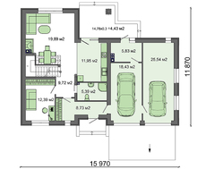Схема двухэтажного дома с роскошным гаражом