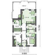Проект великолепного одноэтажного дома с камином и мангалом