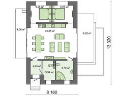Красивый проект жилого дома на 2 спальни