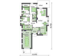 Проект одноэтажного дома с декором из искусственного камня