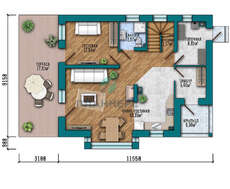 Проект двухэтажного коттеджа площадью 164 кв.м с эркером и ажурным балконом