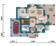 Проект двухэтажного коттеджа площадью 155 кв.м с декором из натурального камня и кирпича