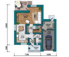 Проект двухэтажного коттеджа площадью 161 кв.м, облицованного серым кирпичом с декором из натурального дерева