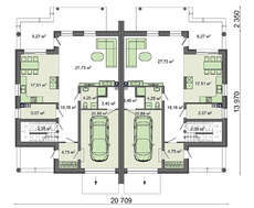 Проект современного двухэтажного таунхауса площадью 416 кв. м