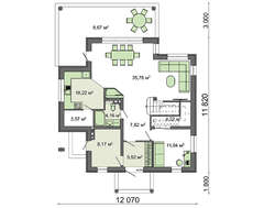 Схема двухэтажного коттеджа в бело-шоколадном исполнении общей площадью 178 кв. м