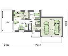 Проект двухэтажного коттеджа площадью 173 кв. м с открытыми террасами на первом и втором уровне