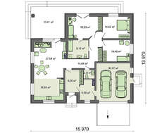 Коттедж с просторным гостиным залом и большой террасой