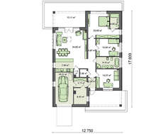 Проект современного европейского дома с гаражом и двумя террасами общей площадью 164 кв. м