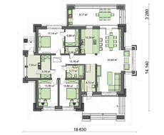 Проект компактного дома площадью 164 кв. м с тремя личными спальнями