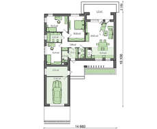 Современный коттедж в стиле минимализм с пристроенным гаражом