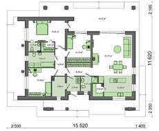 Проект одноэтажного дома в европейском стиле
