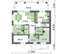 Проект дома с мансардой общей площадью 162 кв.м.