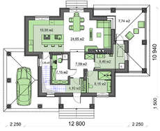 Проект двухэтажного коттеджа с цокольным этажом общей площадью 242 кв.м.