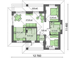 Проект небольшого загородного коттеджа площадью 90 кв.м.