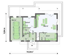 Проект классического дома с террасой над гаражом