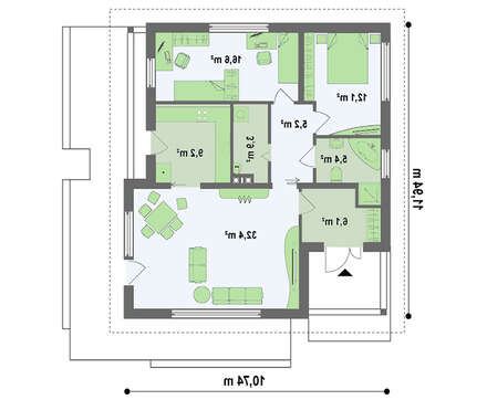 Проект яркого дома площадью 90 кв.м.