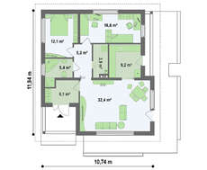 Проект яркого дома площадью 90 кв.м.