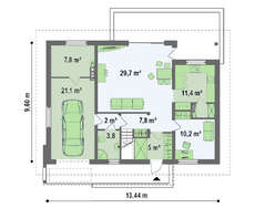 Проект коттеджа с гаражом и кабинетом на первом этаже