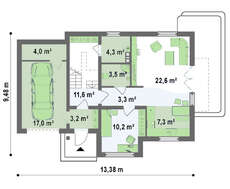 Проект коттеджа с гаражом, на две семьи
