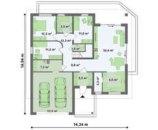 Проект классического коттеджа с мансардой и антресолью над гостиной