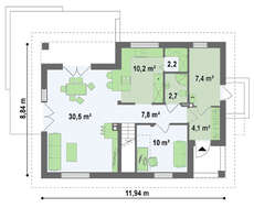 Проект экономного небольшого коттеджа с мансардой