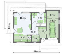 Проект классического дома с гаражом, дополнительной спальней