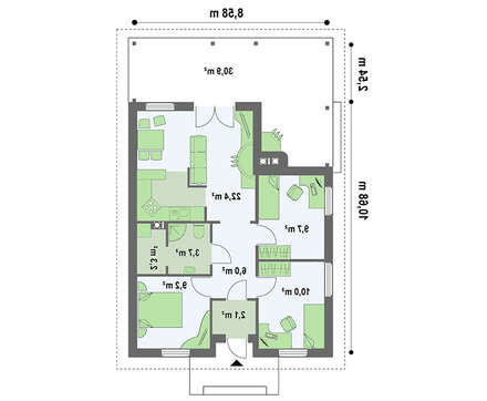 Проект гостевого дома площадью 65 кв.м.