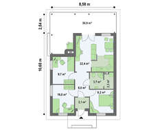 Проект гостевого дома площадью 65 кв.м.