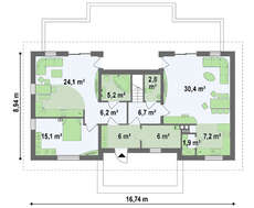 Проект практичного коттеджа с мансардой и удобным балконом