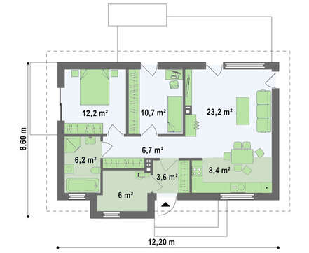 Проект небольшого дачного частного одноэтажного классического дома
