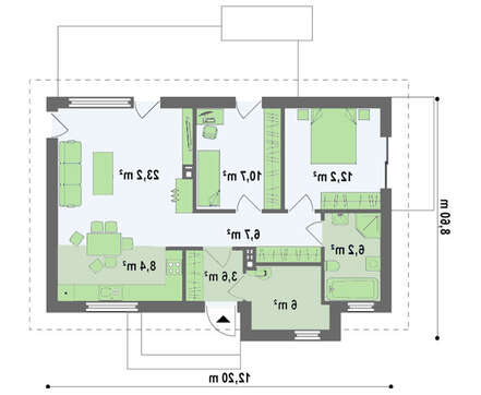 Проект небольшого дачного частного одноэтажного классического дома