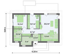 Проект небольшого дачного частного одноэтажного классического дома
