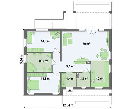 Проект недорогого энергосберегающего современного коттеджа