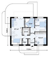 Проект современного одноэтажного частного коттеджа