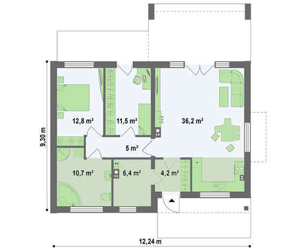 Проект современного одноэтажного дома с необычной террасой
