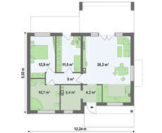 Проект современного одноэтажного дома с необычной террасой