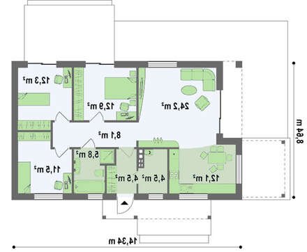 Проект небольшого современного одноэтажного дома